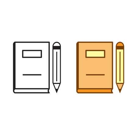 book and pencil logo icon illustration colorful and outlineのイラスト素材