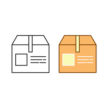 package box logo icon illustration colorful and outlineのイラスト素材