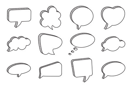 doodle bubble speech comic empty element designのイラスト素材