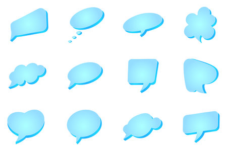 3d blue bubble speech comic empty element designのイラスト素材
