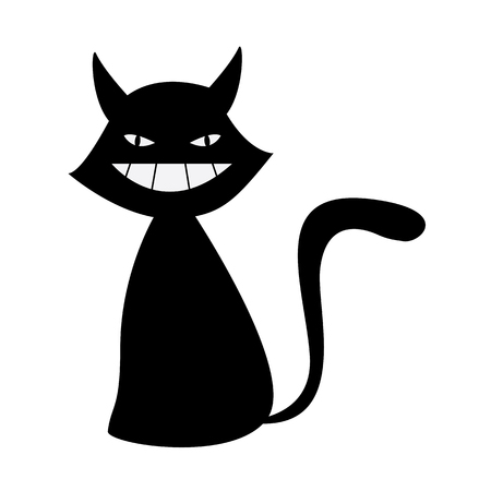 Silhouette of evil black catのイラスト素材