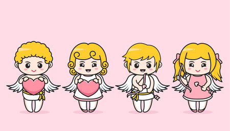 cute boy and girl wears cupid costume
