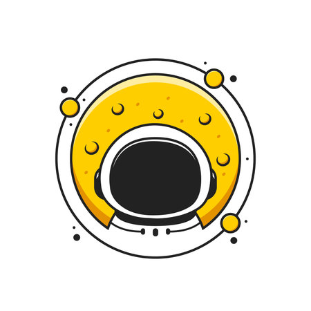 cute astronaut logo with moon and planetsのイラスト素材