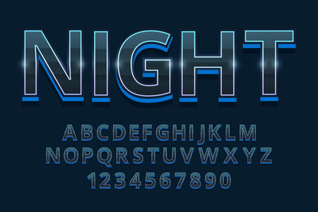 decorative night Font and Alphabetのイラスト素材