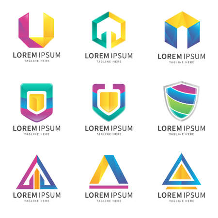 set of colorful abstract gradient logo for your companyのイラスト素材