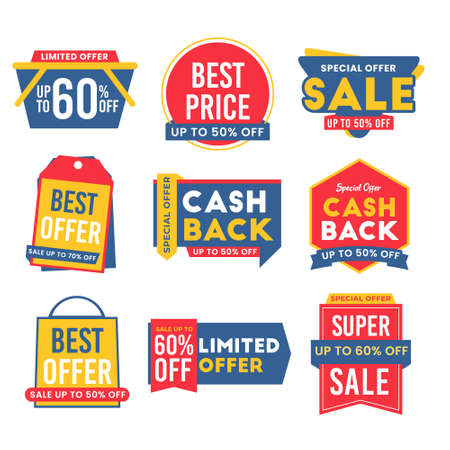 Collection of geometric sale labelのイラスト素材