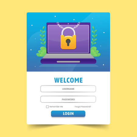 User log in form for website or social media with illustrationのイラスト素材