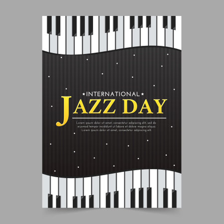 international jazz day poster template with pianoのイラスト素材