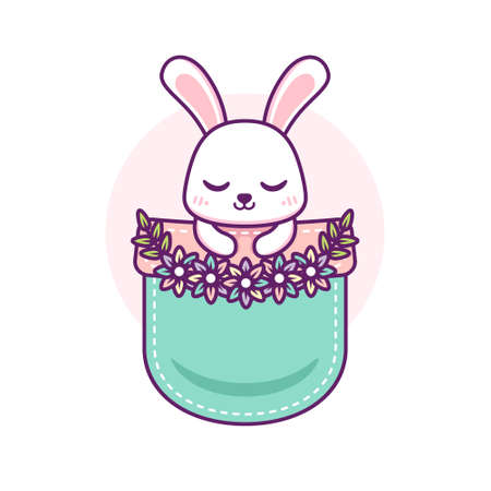 cute rabbit in the pocketのイラスト素材