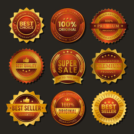 Brown golden vintage badge premium saleのイラスト素材
