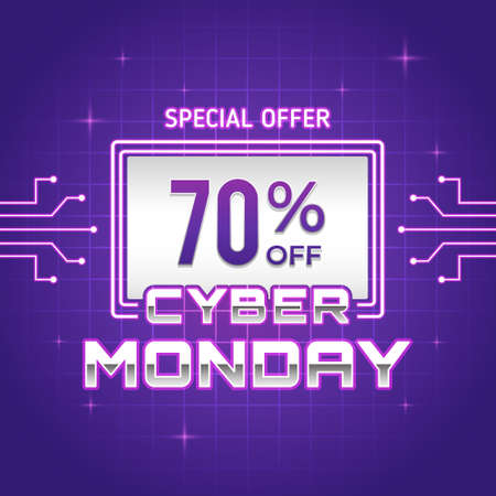 Cyber monday promotion background with text inside screenのイラスト素材