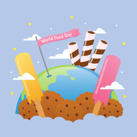 World food day with ice cream and cookiesのイラスト素材