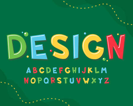 decorative colorful Font and Alphabetのイラスト素材