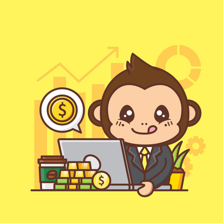 cute monkey business concept illustration