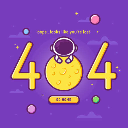 404 error with cute astronaut lost in spaceのイラスト素材