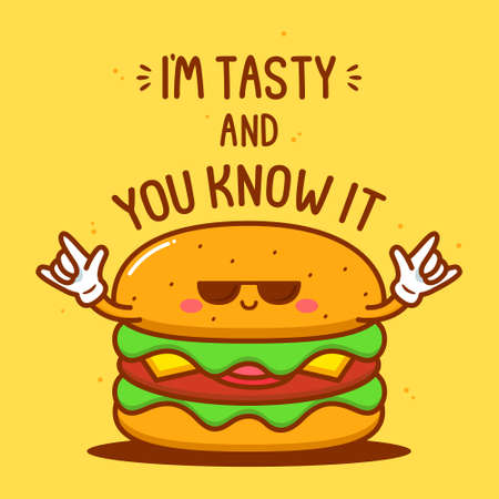 cute burger with quotes illustrationのイラスト素材