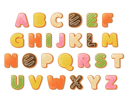 decorative colorful doughnut Font and Alphabetのイラスト素材