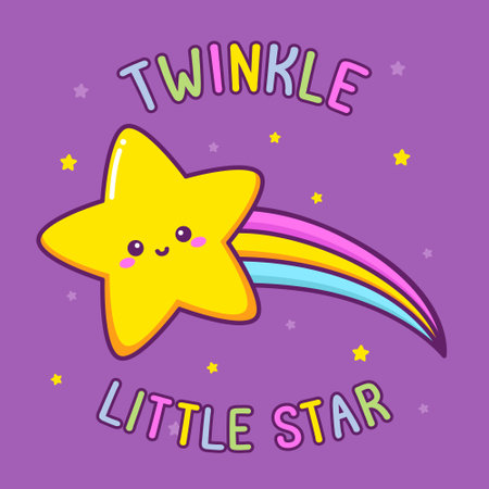 cute star with colorful rainbowのイラスト素材