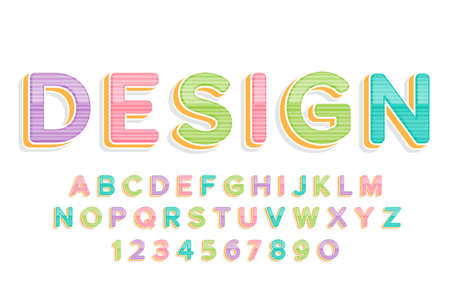 decorative cute colorful Font and Alphabetのイラスト素材
