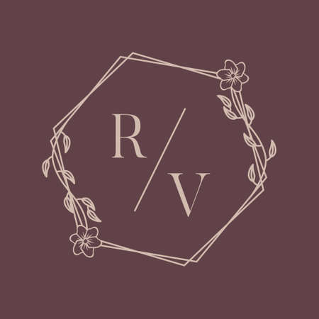 Decorative luxury floral frame wedding logoのイラスト素材