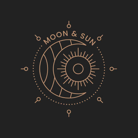sun and moon elegant logoのイラスト素材