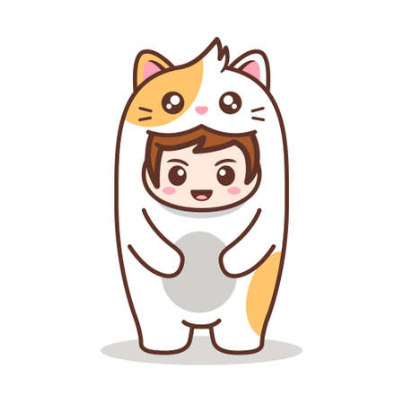 cute children wear animal costume characterのイラスト素材