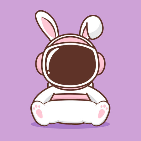 cute sitting rabbit in astronaut costumeのイラスト素材