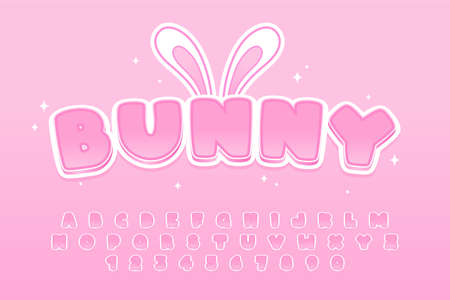 decorative bunny Font and Alphabet vectorのイラスト素材