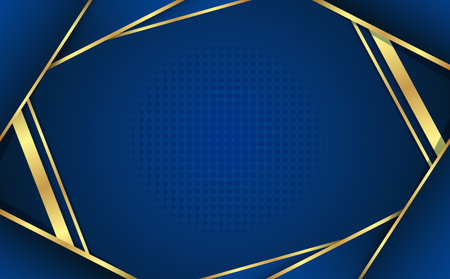 blue abstract gradient vector background with gold liningのイラスト素材