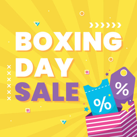 colorful boxing day sale illustration vector designのイラスト素材