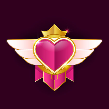 cute colorful heart game logo badge templateのイラスト素材