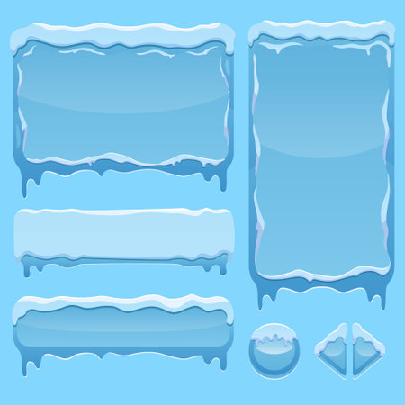 overlay design button in winter snow themeのイラスト素材