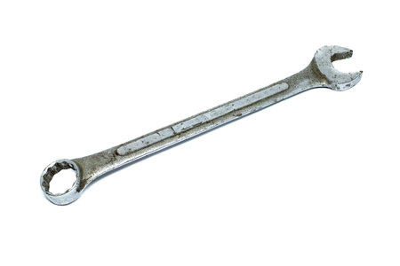Old and Rusty wrench spanners tools isolated on white background