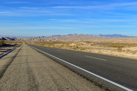 Driving in remote road in the Desert