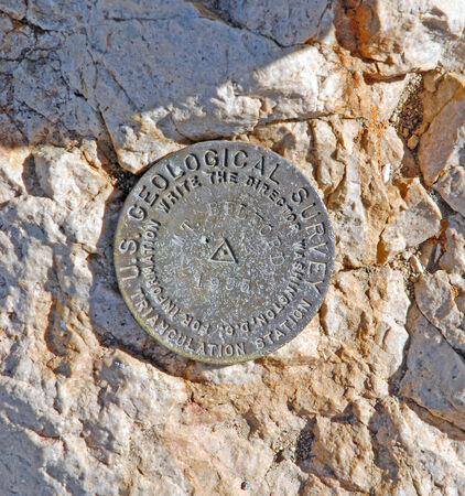 Mount Belford USGS summit marker, Rocky Mountains, Colorado, USAの写真素材
