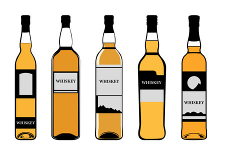 Alcohol drink bottles, vector mockup objects. Premium quality alcohol drinkのイラスト素材