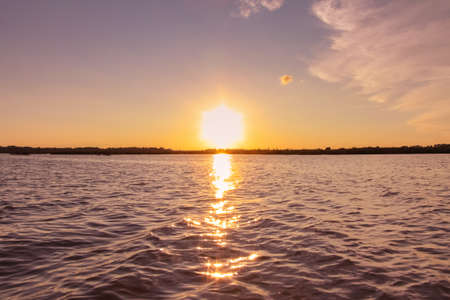 Sunset on the Nero lake, Russiaの写真素材