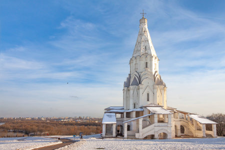 Church of the Ascension in Kolomenskoye park, winter day. The view into the distance. Winter landscapeの写真素材