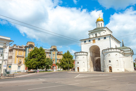 Arch Golden Gate and University building, Bolshaya Moskovskaya street, Vladimir, Russia