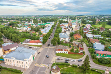 Panorama from the belfry, Suzdal, Russia. Old city view from the topの写真素材