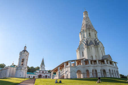 Church of the Ascension and the bell tower in Kolomenskoye, Moscow, Russiaの写真素材