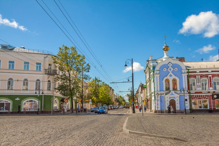 Voznesensky alleyway in the center of the city, Rybinsk, Russia