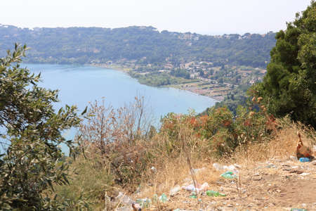 View of Lake Albano from above.の写真素材