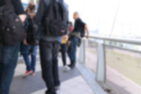 A group of blurred people walkingの写真素材