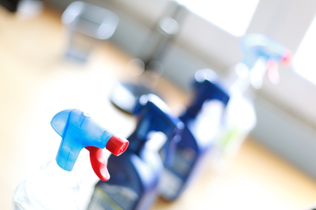 Spray bottle of disinfectant household cleaners.の写真素材