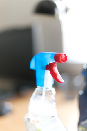 Spray bottle of disinfectant household cleaners.の写真素材