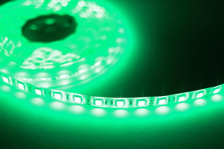 Green LED strip lightの写真素材