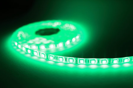 Green LED strip lightの写真素材