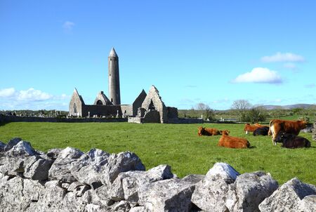 Former Irish Monastery of Kilmacduaghの写真素材