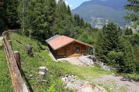 Chalet in the middle of the woods of Trentino Alto Adigeの写真素材